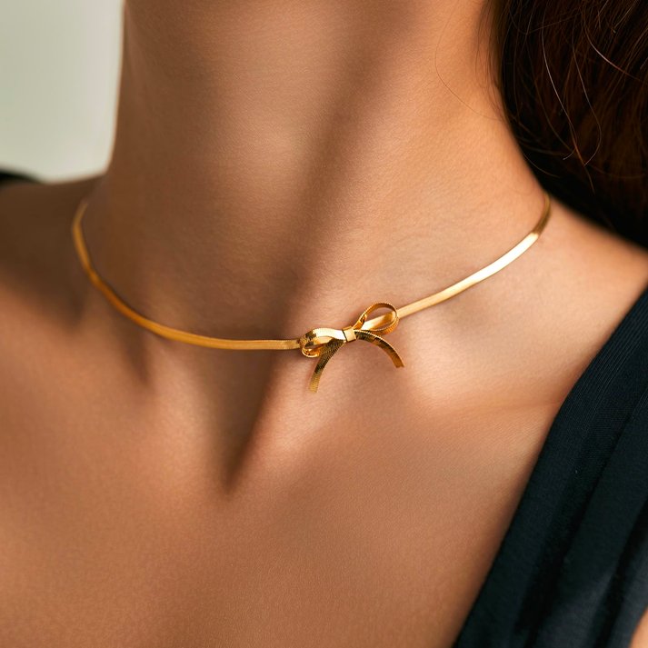 Romantic Dainty Bow Necklace - Veinci