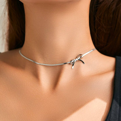 Romantic Dainty Bow Necklace - Veinci