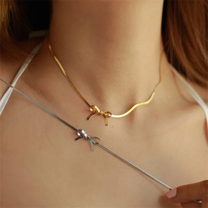 Romantic Dainty Bow Necklace - Veinci
