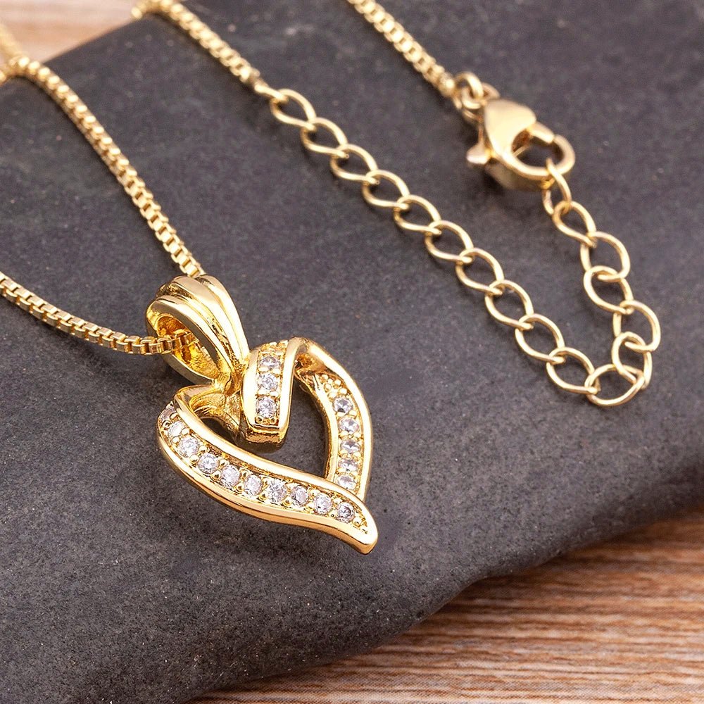 Romantic Diamond Heart Pendant Necklace - Veinci