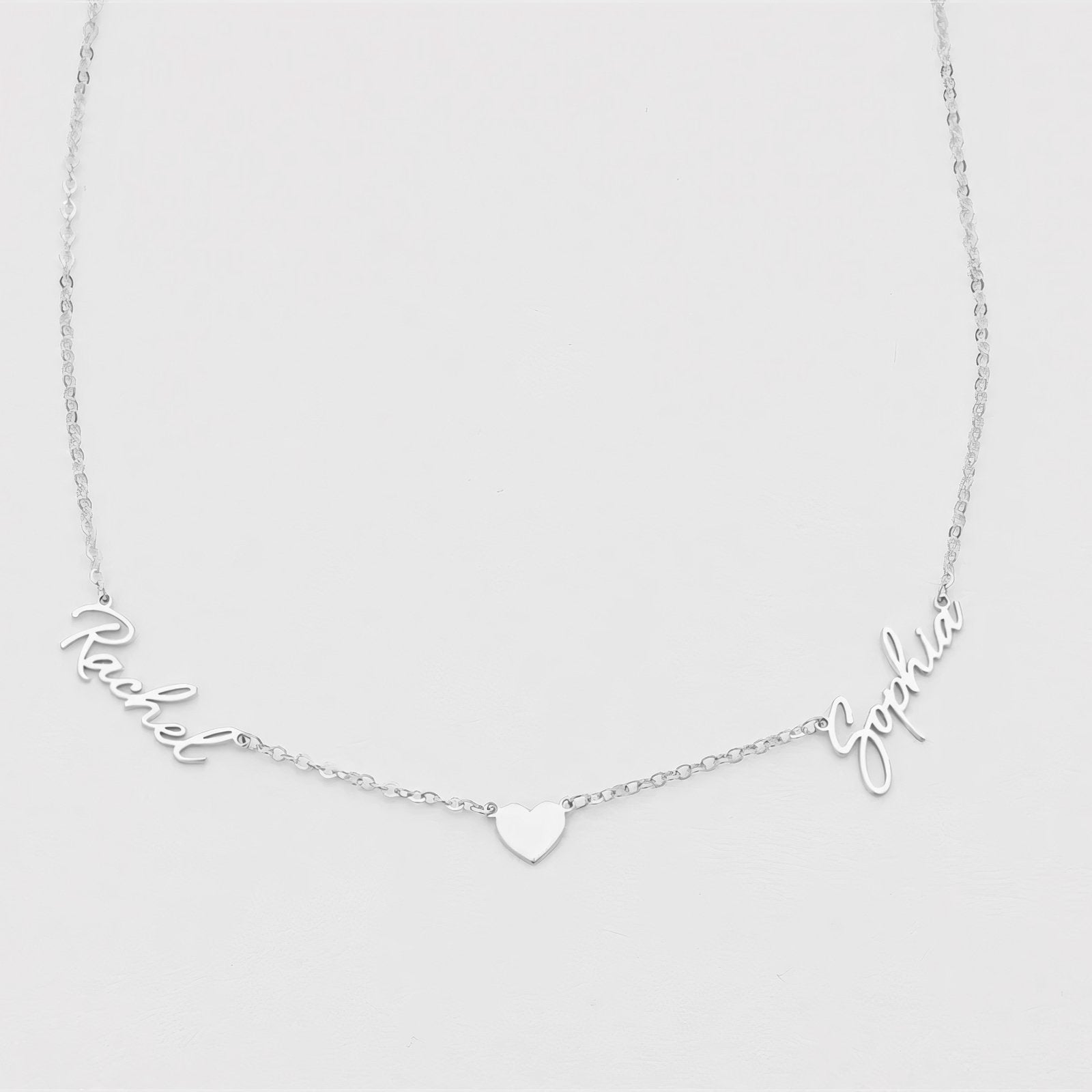 Romantic Two Name Dainty Heart Necklace - Veinci