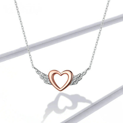 S925 Angel Wings Heart Necklace - Veinci