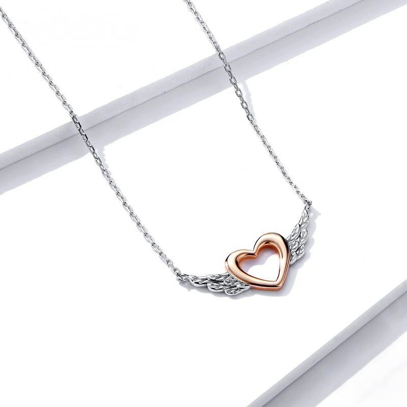 S925 Angel Wings Heart Necklace - Veinci