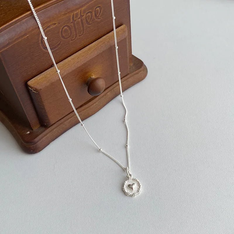 S925 Dainty Heart Coin Satellite Necklace - Veinci