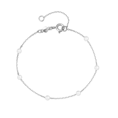 S925 Dainty Satellite Pearl Chain Bracelet - Veinci