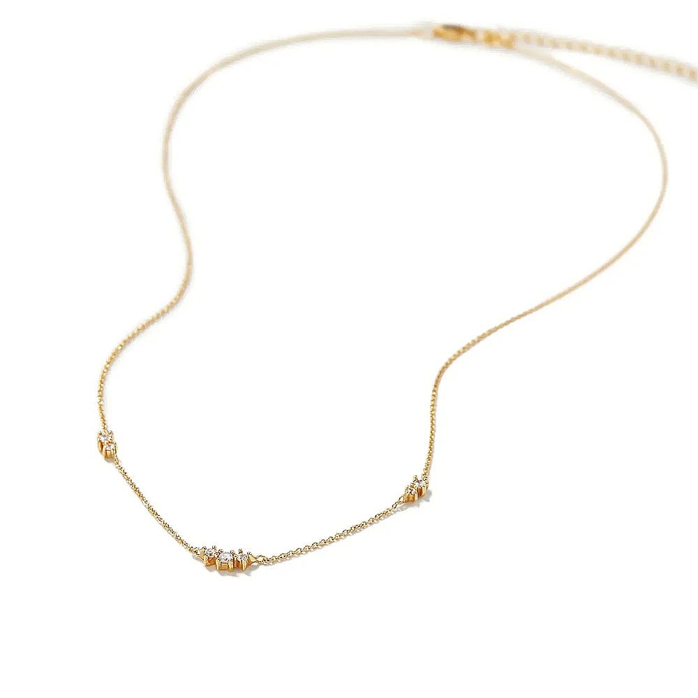 S925 Dainty Triple Zircon Necklace - Veinci