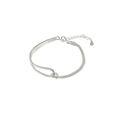 S925 Twisted Knot Round Bar Bracelet - Veinci