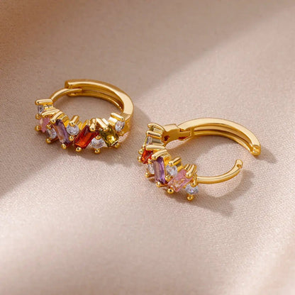 Scattered Diamonds Hoop Earrings - Veinci