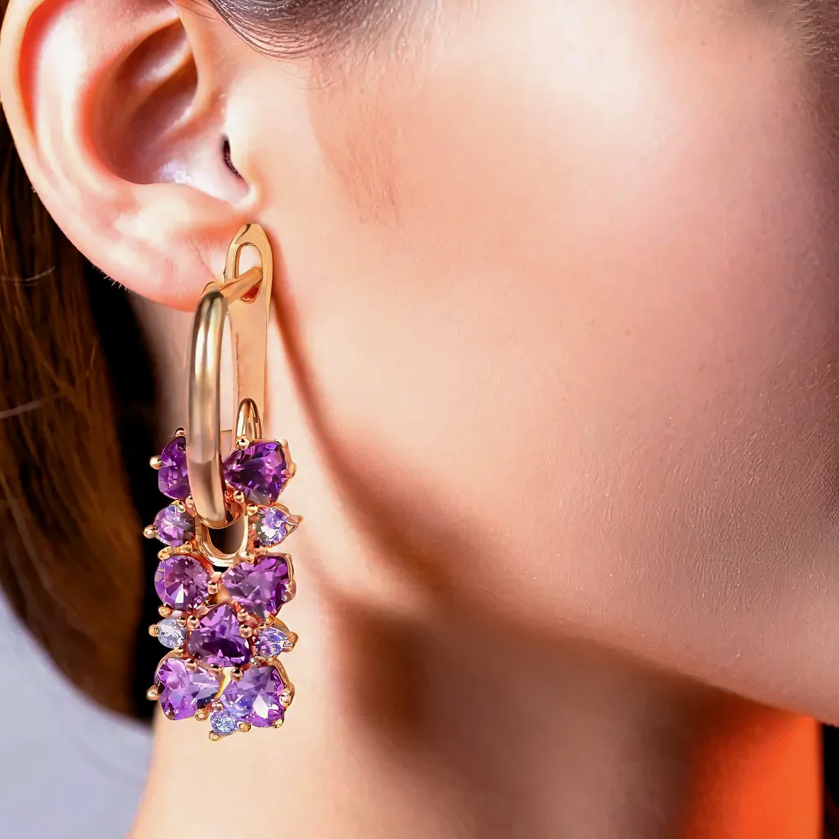 Scattered Simulated Amethyst Earrings - Veinci