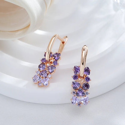 Scattered Simulated Amethyst Earrings - Veinci