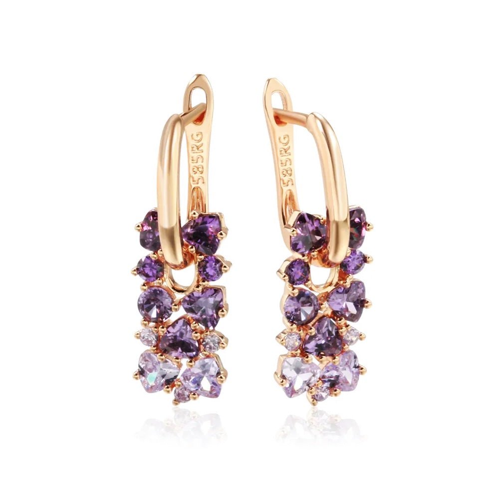 Scattered Simulated Amethyst Earrings - Veinci