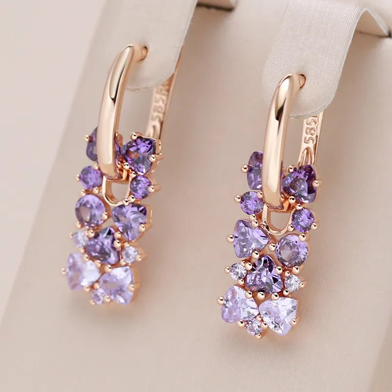 Scattered Simulated Amethyst Earrings - Veinci