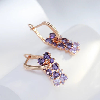 Scattered Simulated Amethyst Earrings - Veinci