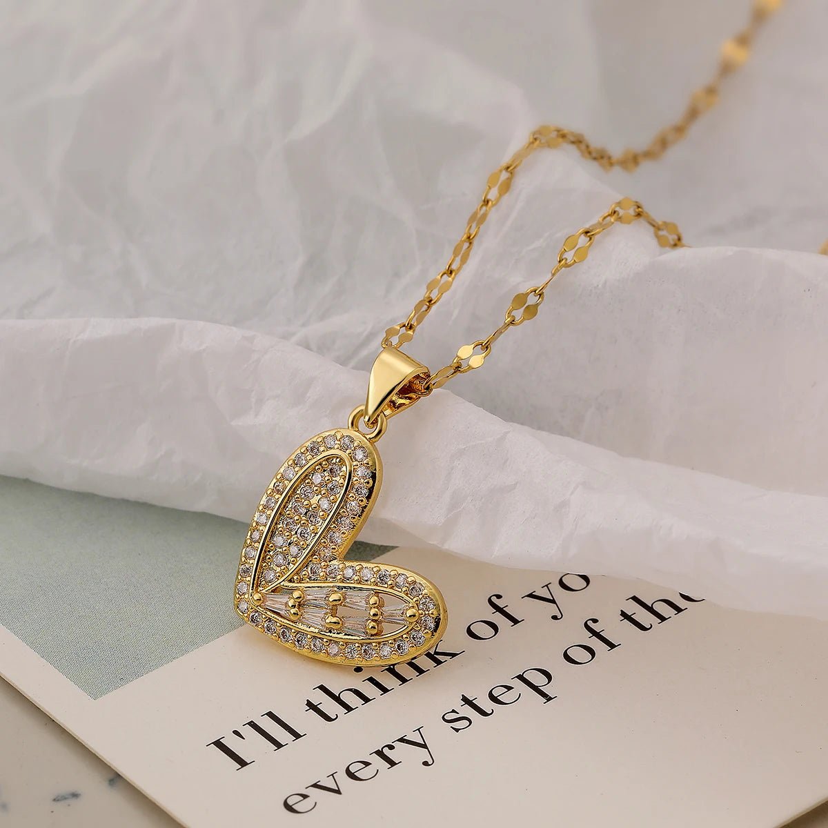 Shimmering Diamond Accented Heart Necklaces - Veinci