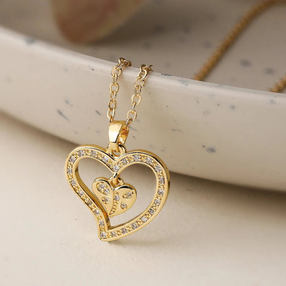 Shimmering Diamond Accented Heart Necklaces - Veinci