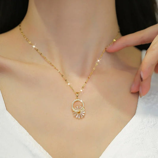 Shimmering Floral Diamond Necklace and Earrings - Veinci