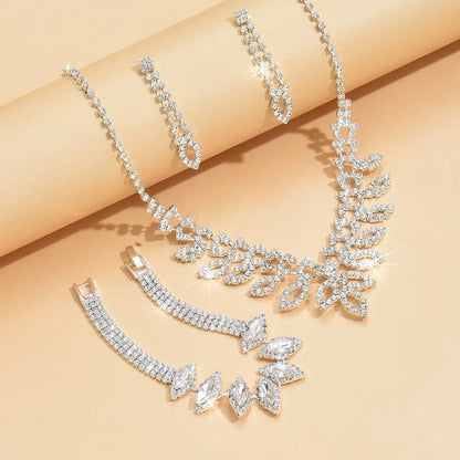 Shimmering Oval Diamond Necklace, Bracelet, and Earring Set - Veinci