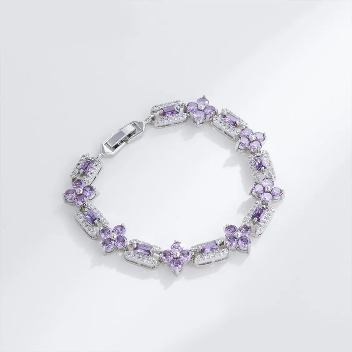 14k Elegant Purple Four-Leaf Clover Bracelet