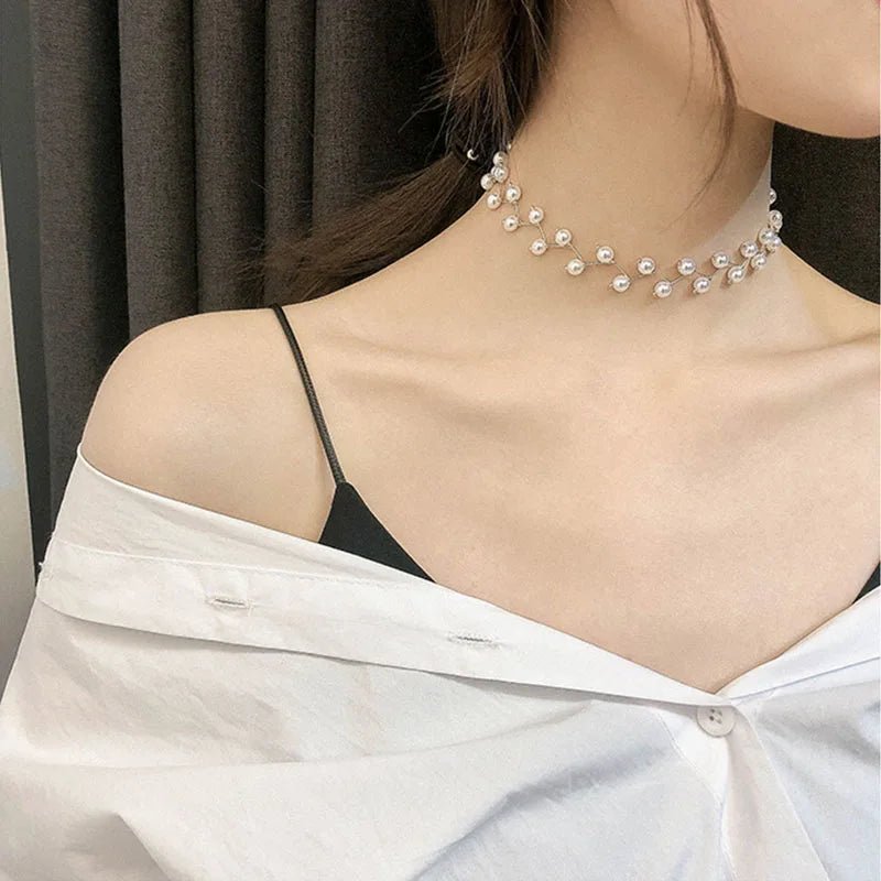 Staggering Pearl Choker Necklace - Veinci