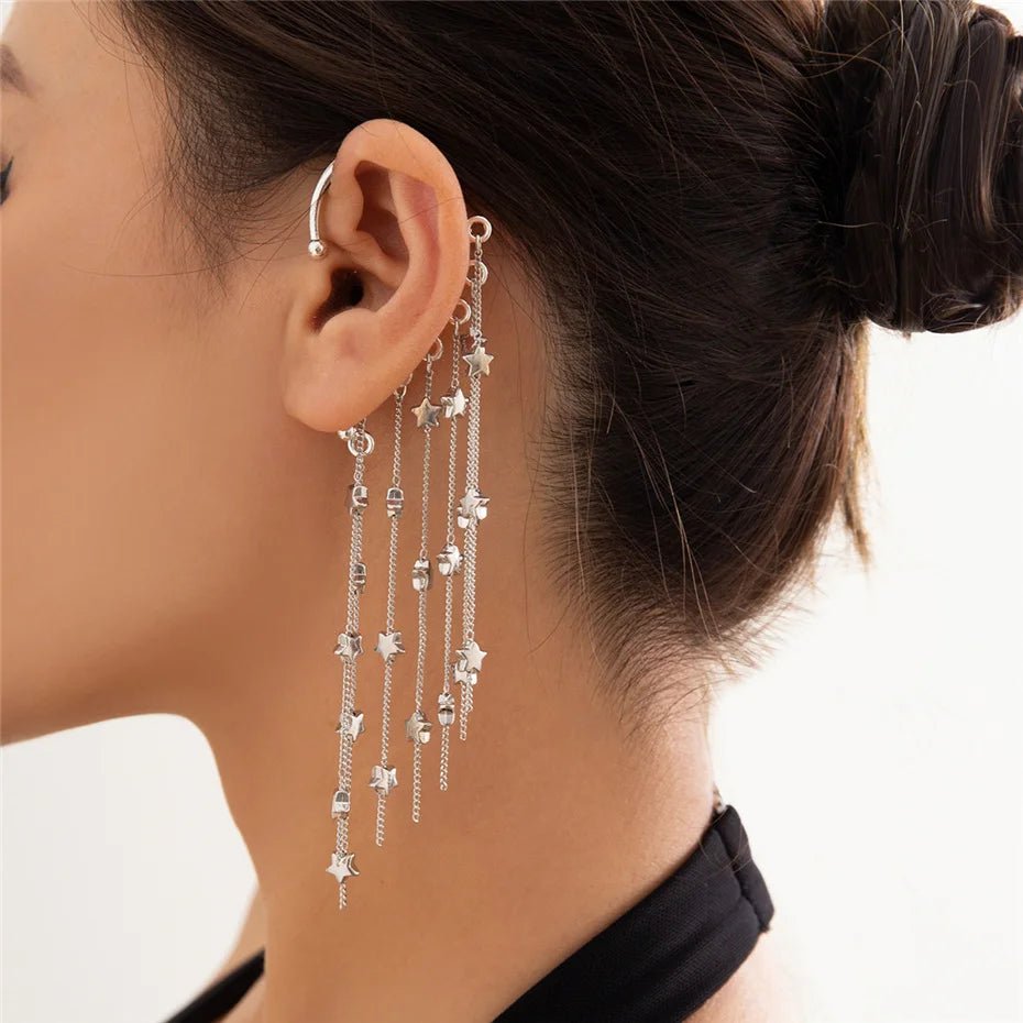 Star Chandelier Tassel Earring Cuff - Veinci