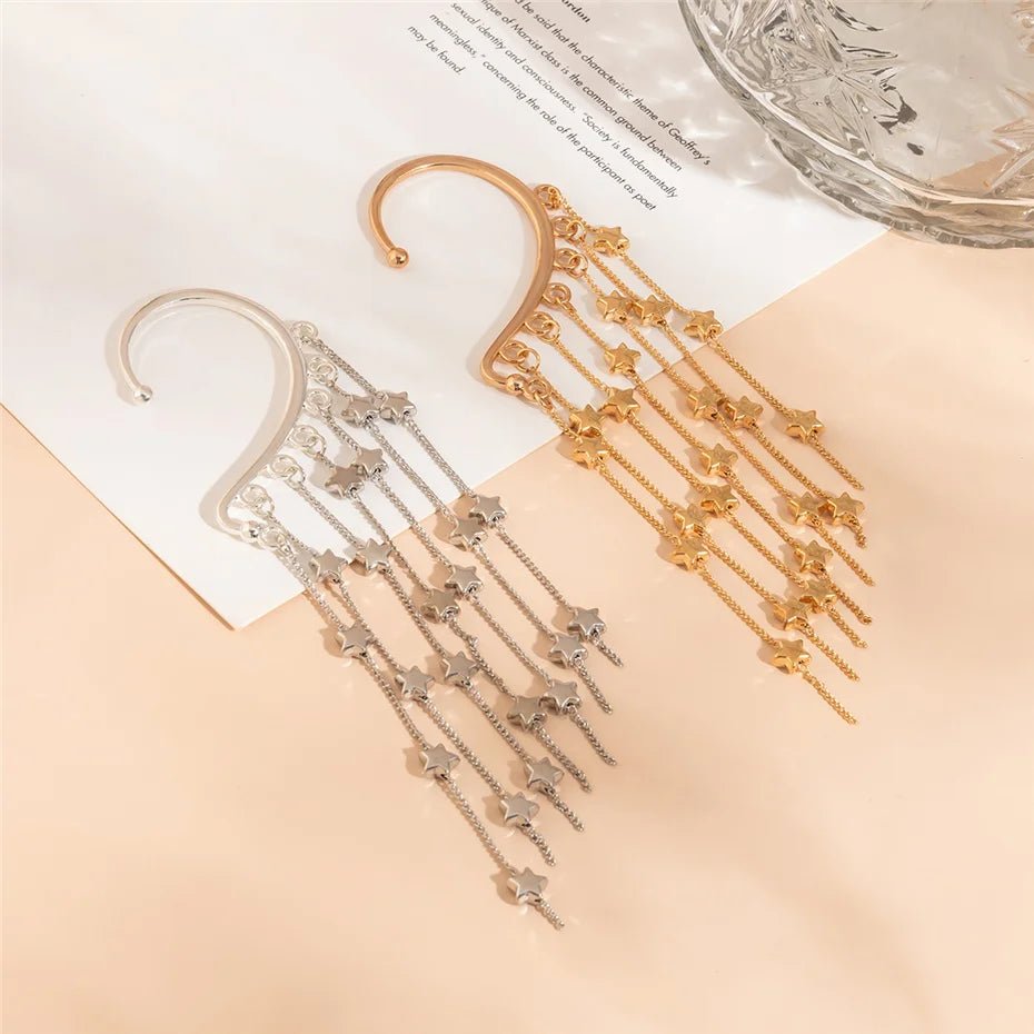 Star Chandelier Tassel Earring Cuff - Veinci