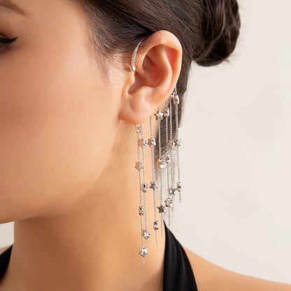 Star Chandelier Tassel Earring Cuff - Veinci