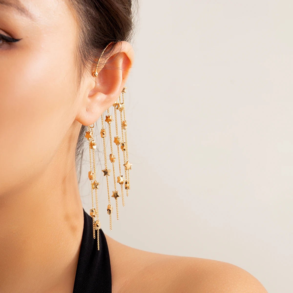 Star Chandelier Tassel Earring Cuff - Veinci