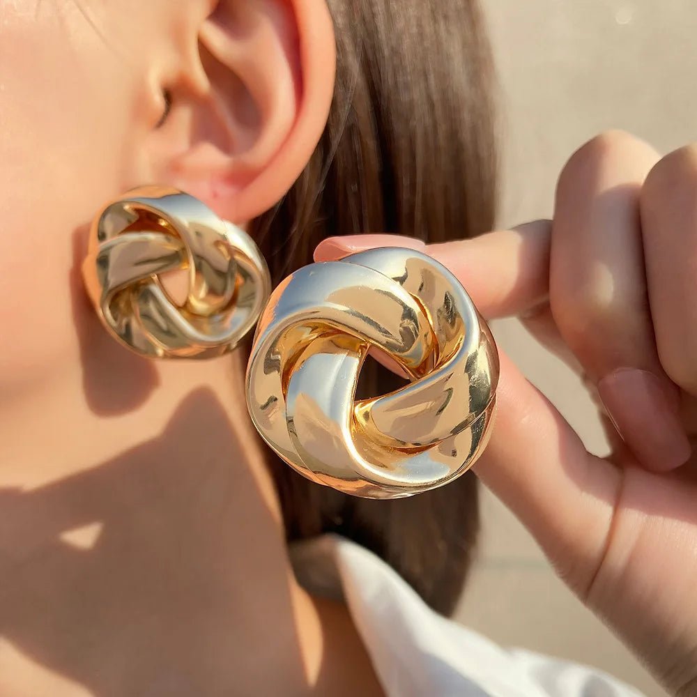 Statement Pretzel Spiral Twist Earrings - Veinci