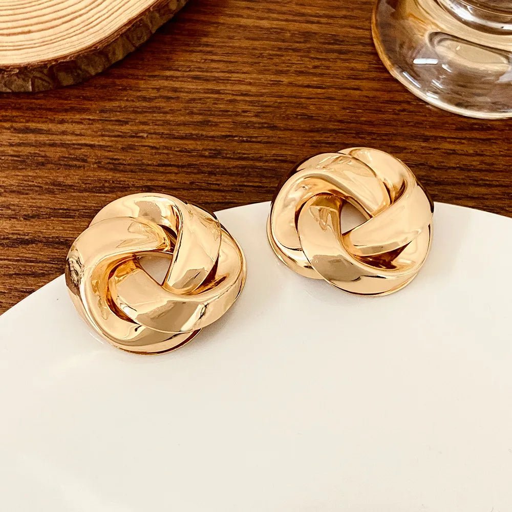 Statement Pretzel Spiral Twist Earrings - Veinci