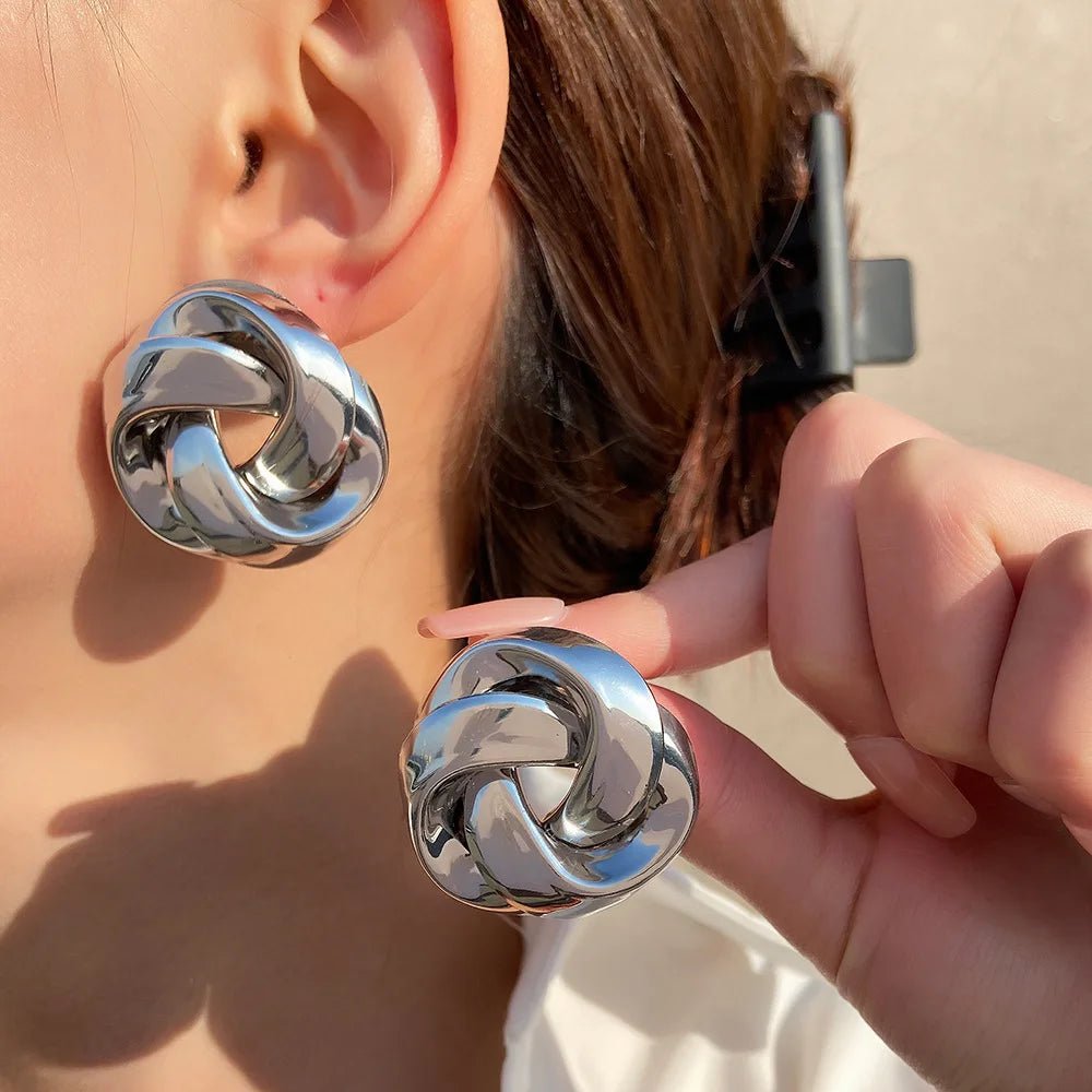 Statement Pretzel Spiral Twist Earrings - Veinci