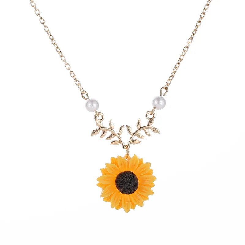 Summer Sunflower Dainty Necklace - Veinci