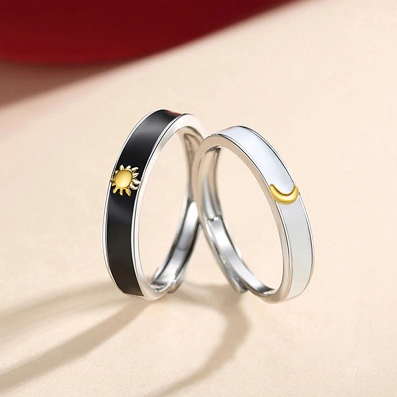 Sun & Moon Matching Couples Rings - Veinci