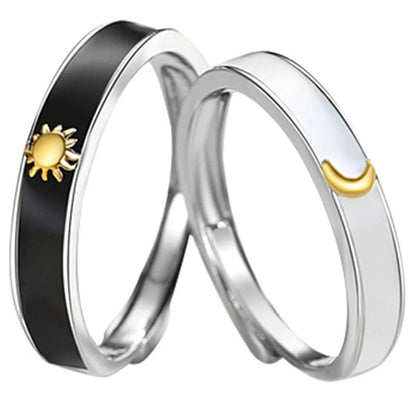 Sun & Moon Matching Couples Rings - Veinci