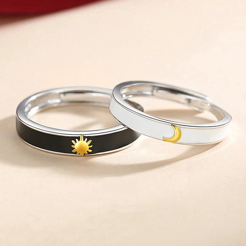 Sun & Moon Matching Couples Rings - Veinci