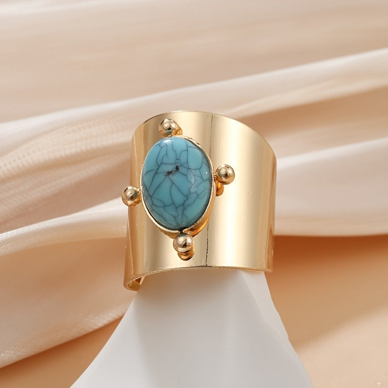 Vintage Turquoise Wide Cuff Ring