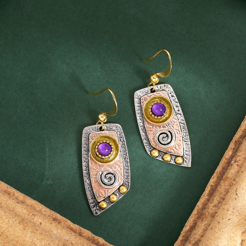 Boho Vintage Textured Spiral Earrings