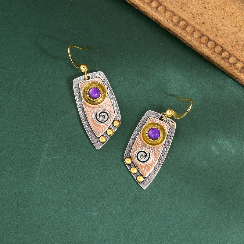 Boho Vintage Textured Spiral Earrings