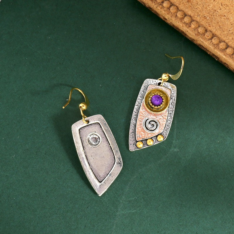 Boho Vintage Textured Spiral Earrings