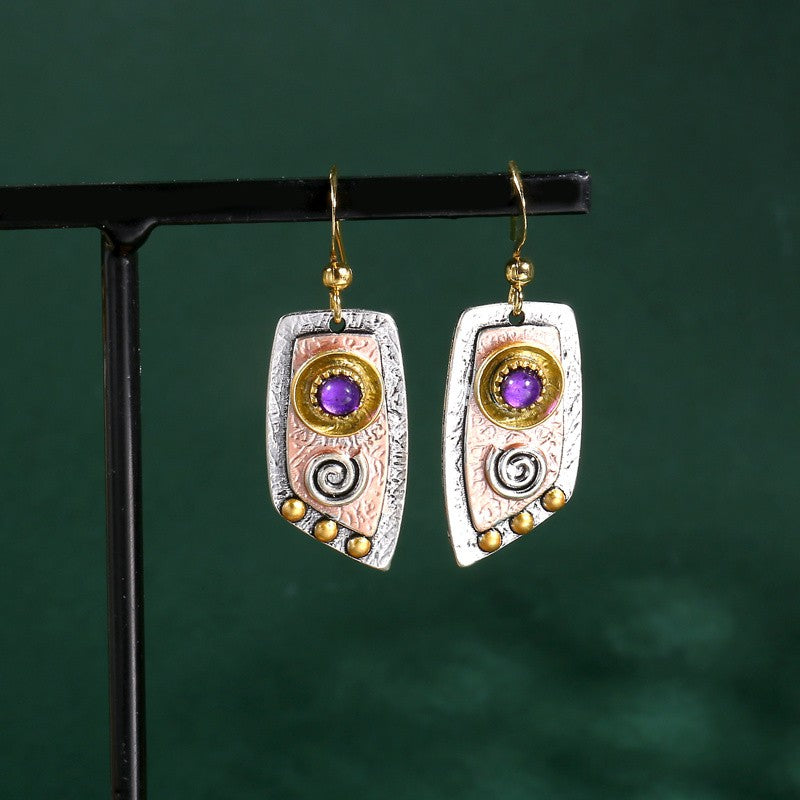 Boho Vintage Textured Spiral Earrings