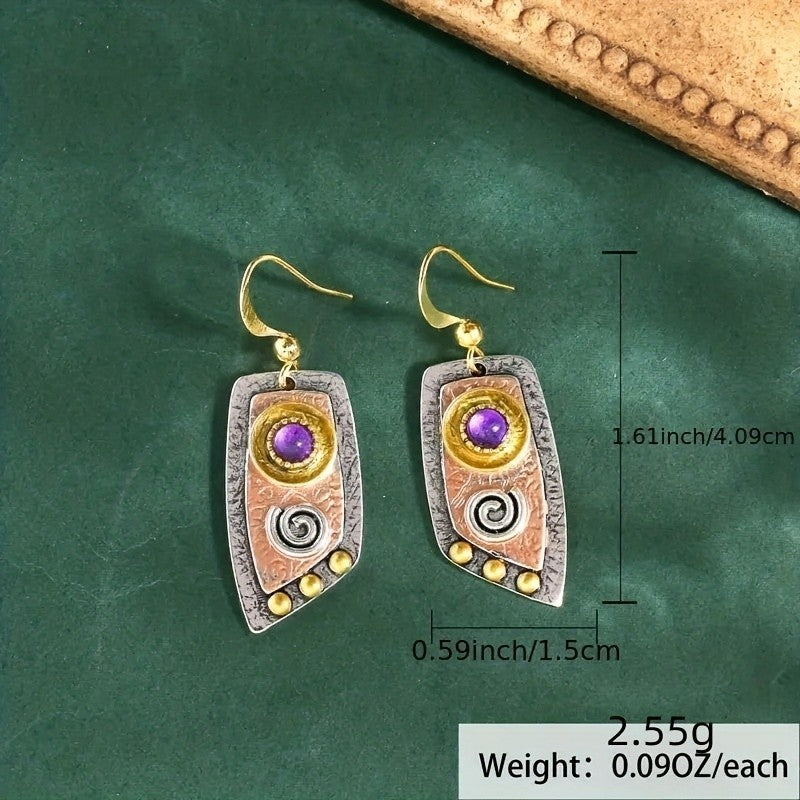 Boho Vintage Textured Spiral Earrings