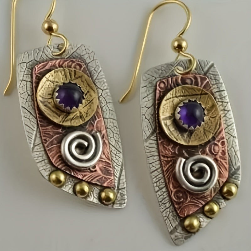 Boho Vintage Textured Spiral Earrings