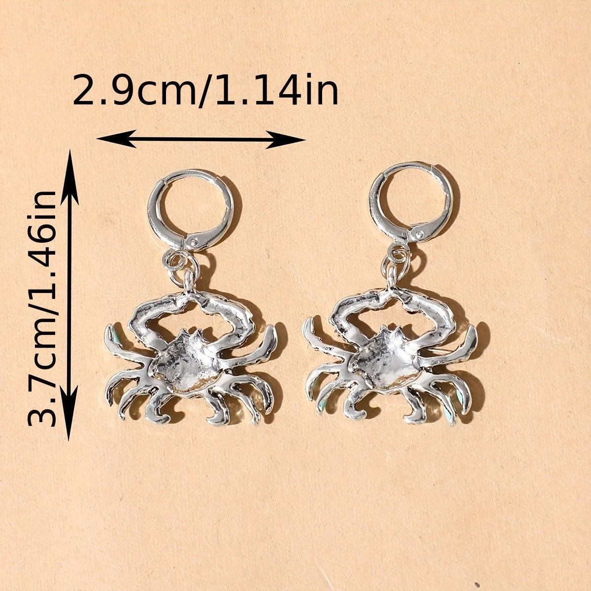Cute Vintage Enamel Crab Dangle Earrings