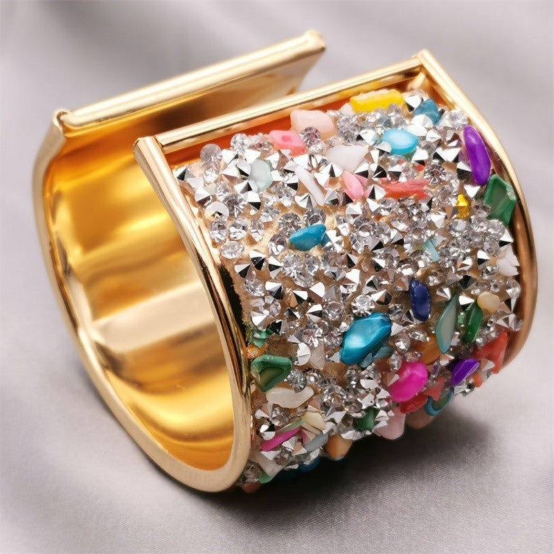 Boho Rainbow Crystal Cuff Bracelet