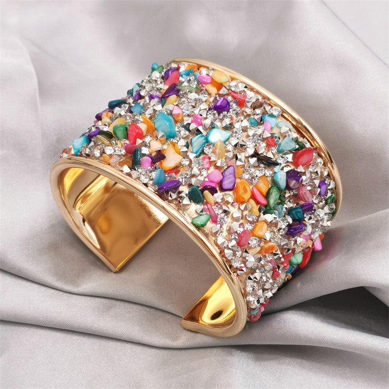 Boho Rainbow Crystal Cuff Bracelet