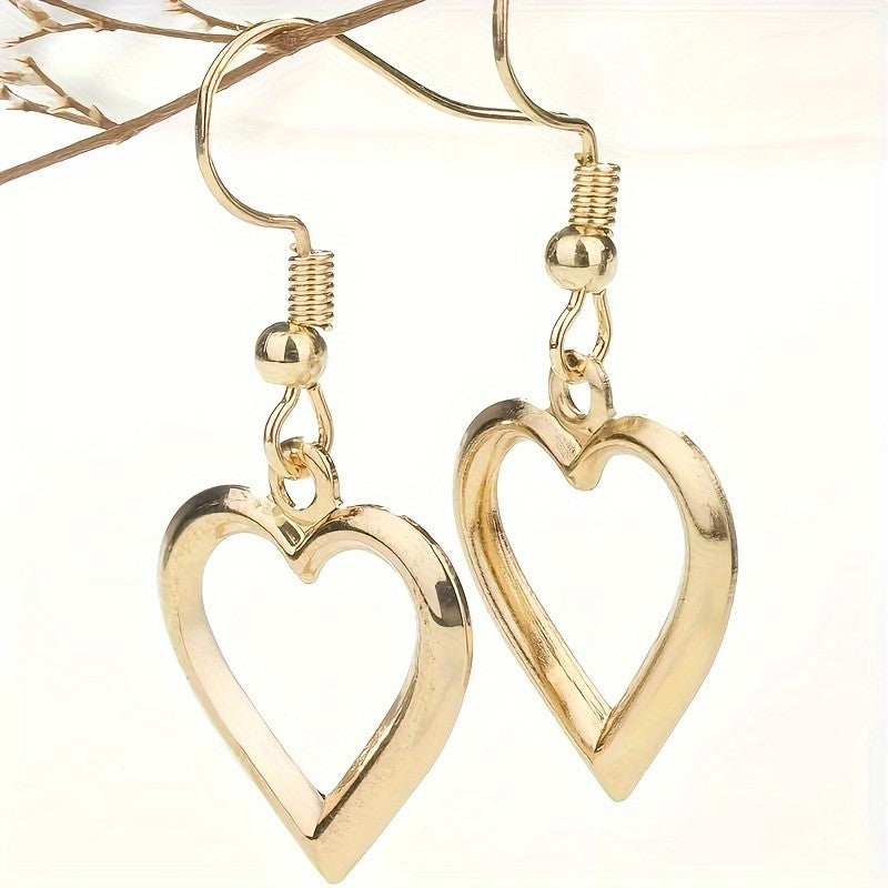 Elegant Open Heart Drop Earrings