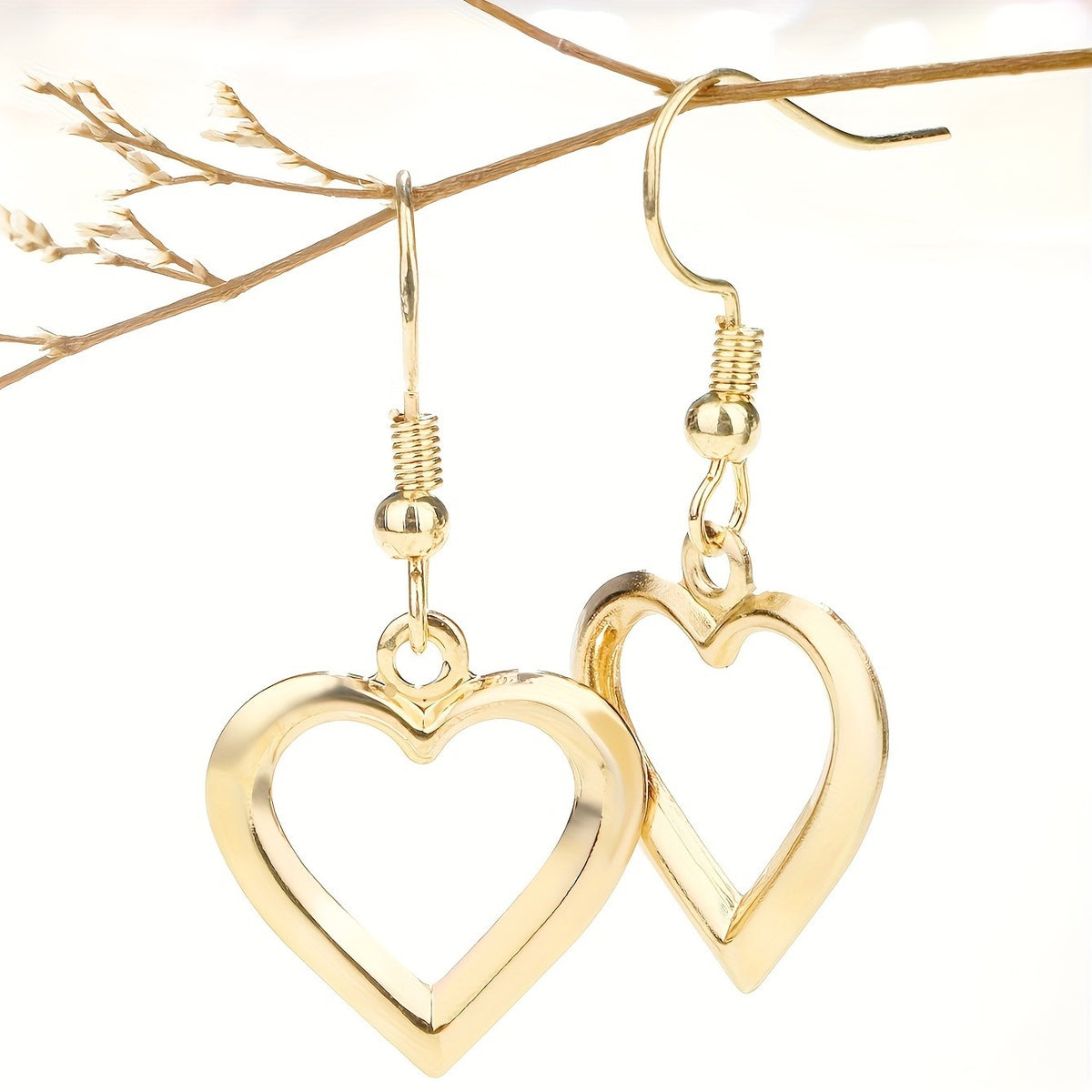 Elegant Open Heart Drop Earrings