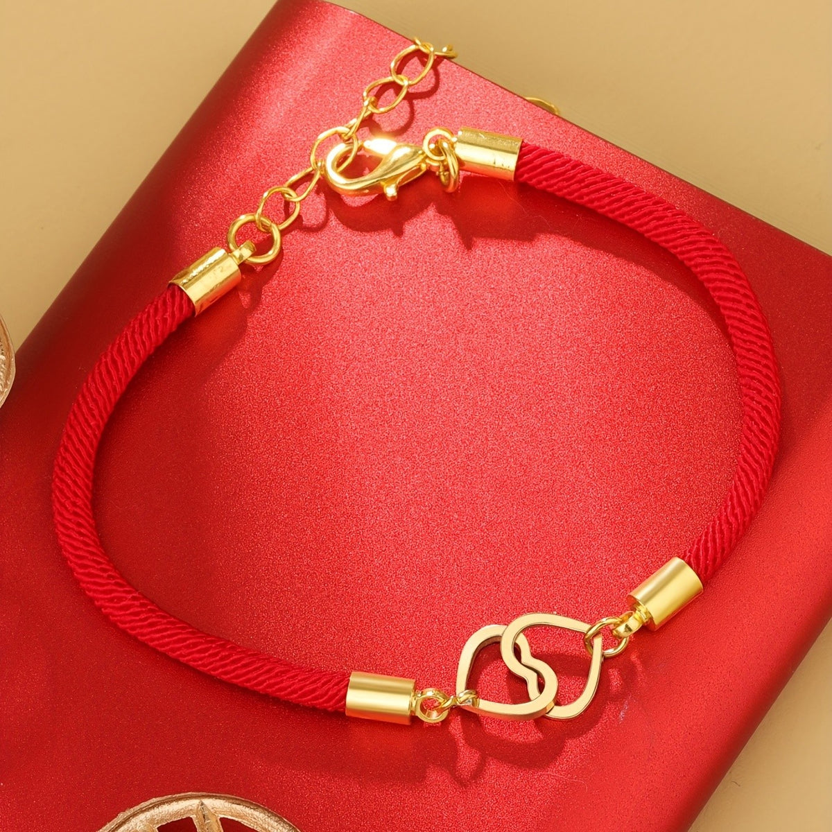 18k Elegant Red Rope Heart Bracelet