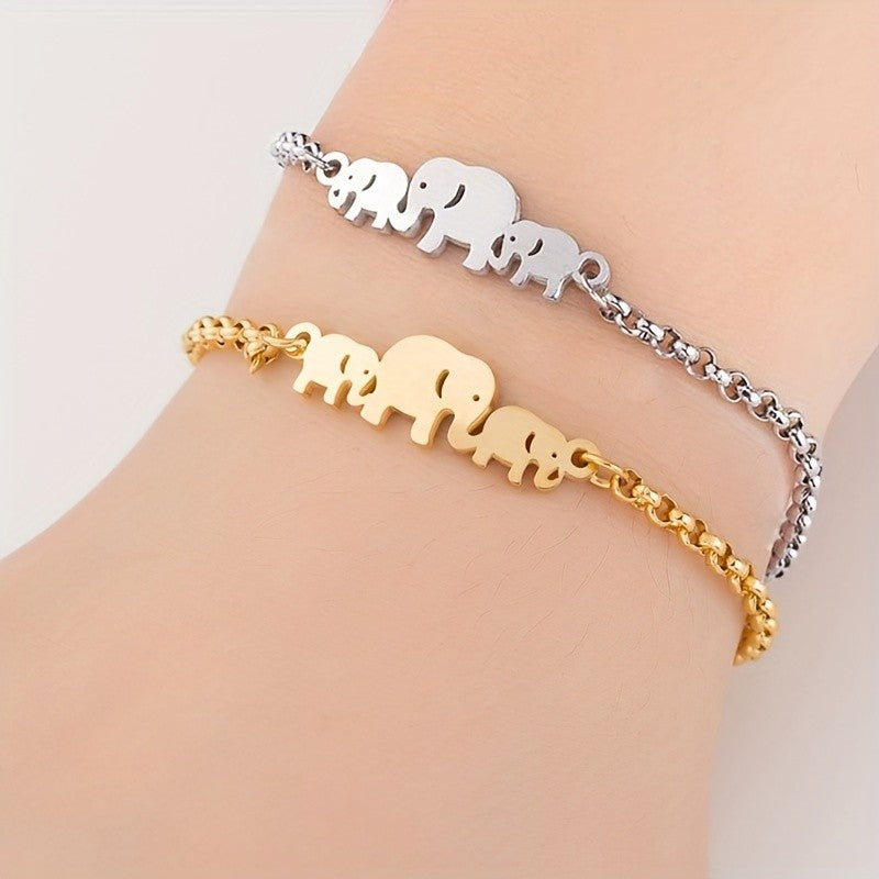 Dainty Elephant Family Bracelet