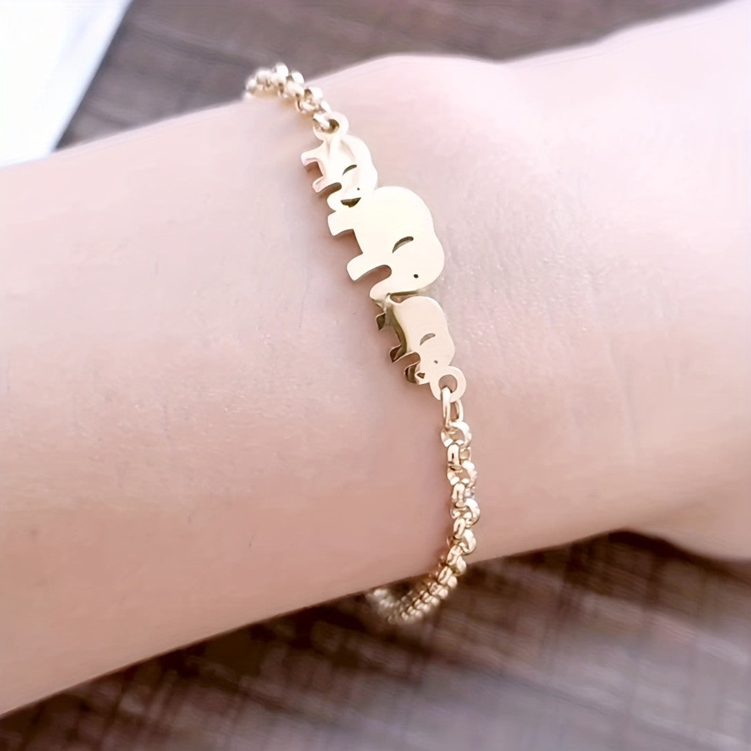 Dainty Elephant Family Bracelet