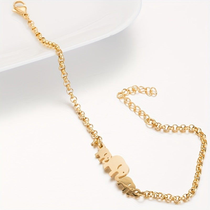 Dainty Elephant Family Bracelet